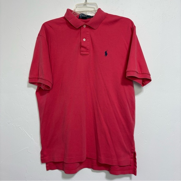 Polo Ralph Lauren VTG Men's Medium Cotton Soft Short Sleeve Shirt Coral Pink - Picture 1 of 12